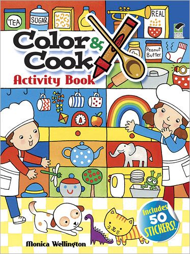 Cover for Monica Wellington · Color &amp; Cook Activity Book with 50 Stickers! - Dover Children's Activity Books (Taschenbuch) [Green edition] (2012)