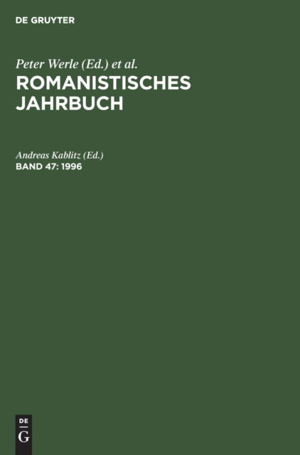 1996 - Andreas Kablitz - Książki - de Gruyter - 9783112421758 - 31 grudnia 1997