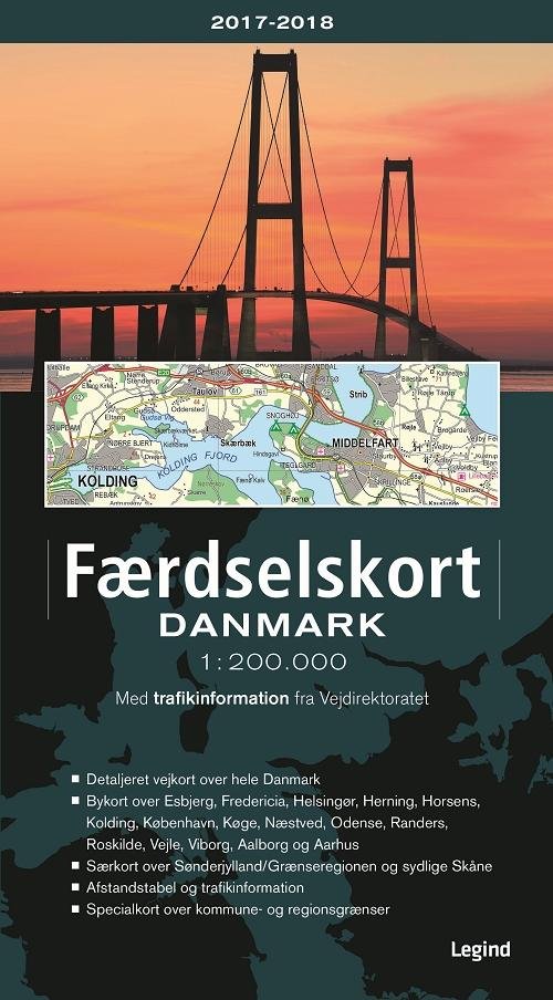 Cover for Legind · Færdselskort Danmark 2017-2018 (Spiralbuch) [28. Ausgabe] (2017)
