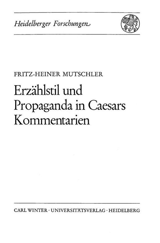 Cover for Mutschler · Erzählstil und Propaganda in (Book)