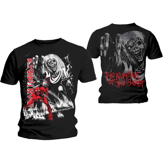 Iron Maiden Unisex T-Shirt: Number Of The Beast Jumbo (Back Print) - Iron Maiden - Merchandise - Global - Apparel - 5055979966760 - 