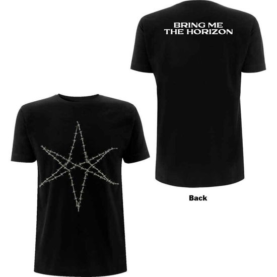 Bring Me The Horizon Unisex T-Shirt: Barbed Wire (Black) (Back Print) - Bring Me The Horizon - Merchandise -  - 5056187753760 - November 16, 2021