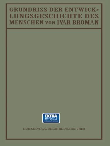 Cover for Ivar Broman · Grundriss Der Entwicklungsgeschichte Des Menschen (Taschenbuch) [German, 1921 edition] (1921)