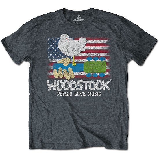 Cover for Woodstock · Woodstock Unisex T-Shirt: Flag (T-shirt) [size L] [Grey - Unisex edition]