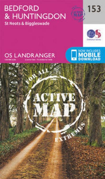 Cover for Ordnance Survey · Bedford, Huntingdon, St. Neots &amp; Biggleswade - OS Landranger Active Map (Landkart) [February 2016 edition] (2016)