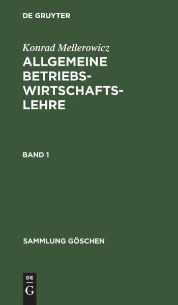 Cover for Konrad Mellerowicz · Allgemeine Betriebswirtschaftslehre (Book) (1964)
