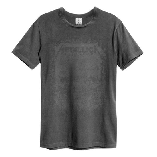 Metallica The Black Album Amplified Vintage Charcoal Large T Shirt - Metallica - Fanituote - AMPLIFIED - 5054488162762 - perjantai 1. joulukuuta 2023