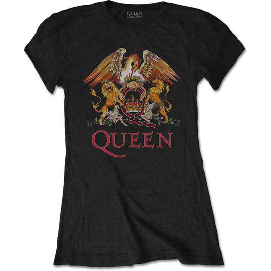 Cover for Queen · Queen Ladies T-Shirt: Classic Crest (Black) (T-shirt) [size XS] [Black - Ladies edition] (2021)