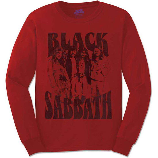 Black Sabbath Unisex Long Sleeve T-Shirt: Band and Logo (Red) - Black Sabbath - Merchandise -  - 5056561049762 - September 6, 2022