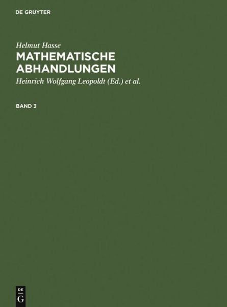 Cover for Hasse · Mathematische Abhandlungen.3 (Bog) (1975)