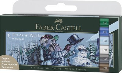 Faber-castell - India Ink Pitt Artist Pen B Winter (6 Pcs) (167176) - Faber - Produtos - Faber-Castell - 4005401671763 - 
