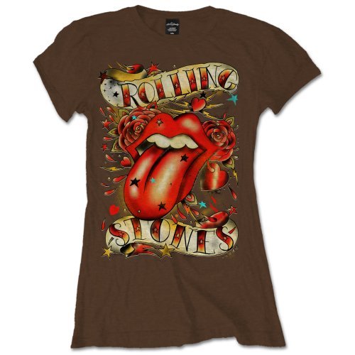 The Rolling Stones Ladies T-Shirt: Tongue & Stars - The Rolling Stones - Mercancía - Bravado - 5055295353763 - 