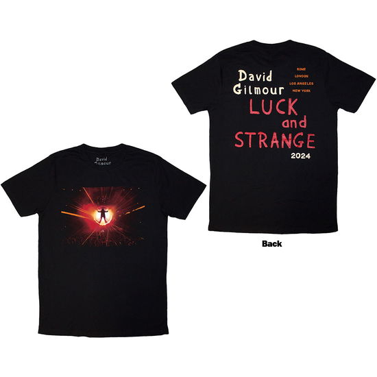 Cover for David Gilmour · David Gilmour Unisex T-Shirt: Luck &amp; Strange Stage Shot (Black) (Back Print &amp; Ex-Tour) (T-shirt) [size S] (2025)