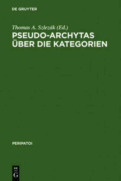 Cover for Pseudo-archytas · Pseudo-Archytas über die Kategorien (Book) (1972)