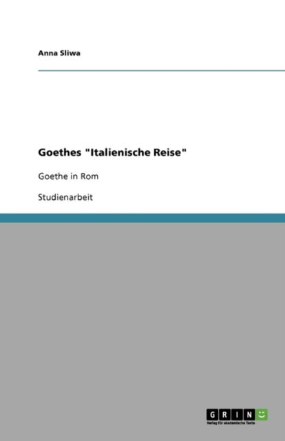 Goethes "Italienische Reise" - Sliwa - Books - GRIN Verlag - 9783640166763 - September 16, 2008