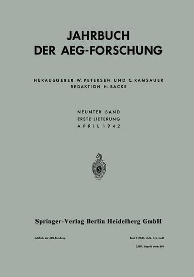 Cover for Anton J Schmideck · Jahrbuch Der Aeg-Forschung: Neunter Band (Paperback Book) [1942 edition] (1942)