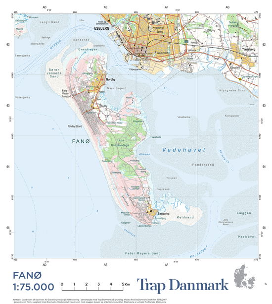 Cover for Trap Danmark · Trap Danmark: Falset kort over Fanø (Kartor) [1:a utgåva] (2021)