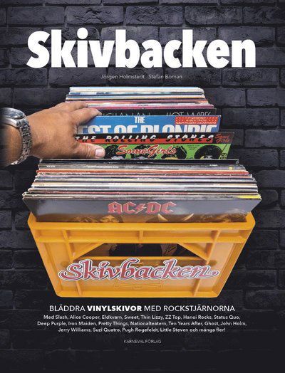 Cover for Jörgen Holmstedt · Skivbacken : bläddra vinylskivor med rockstjärnorna (Hardcover Book) (2024)