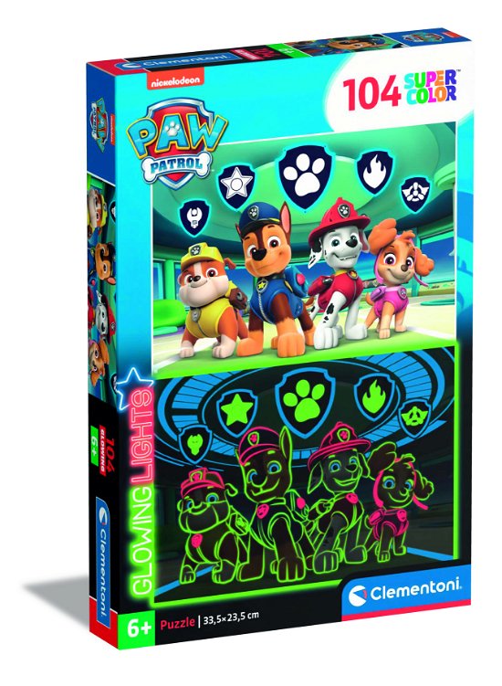 Cover for Clementoni · Puslespil, Paw Patrol - Glowing, 104 brikker (Puslespil) (2023)