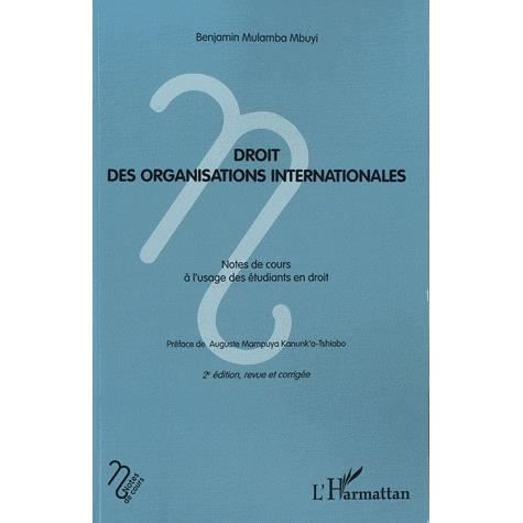 Cover for Benjamin Mulamba Mbuyi · Droit des organisations internationales (Paperback Book) (2020)