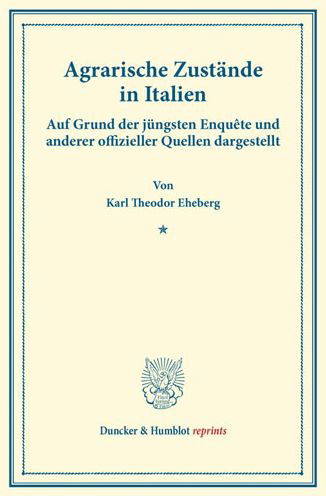 Cover for Eheberg · Agrarische Zustände in Italien. (Bog) (2014)