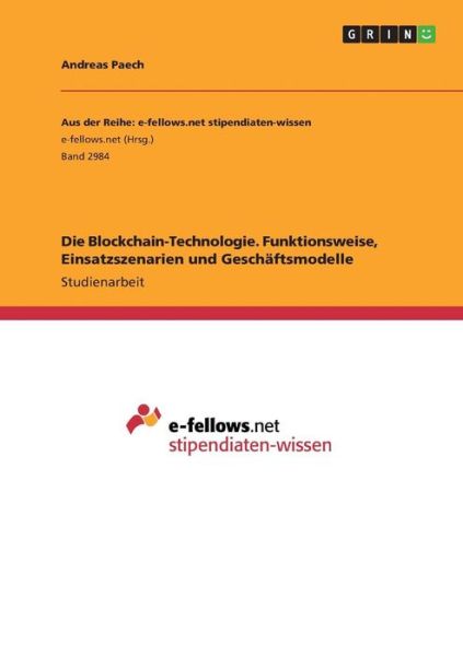 Cover for Paech · Die Blockchain-Technologie. Funkt (Book)