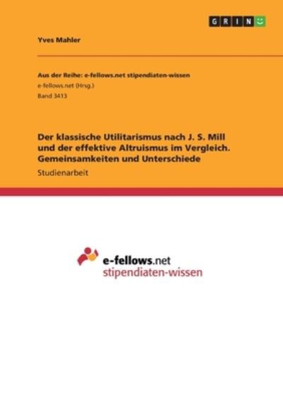 Cover for Mahler · Der klassische Utilitarismus nac (Book)