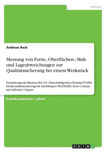 Cover for Rack · Messung von Form-, Oberflächen-, M (Book)