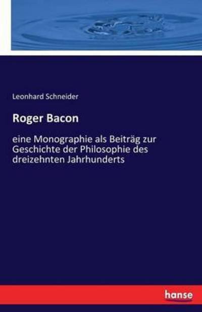 Cover for Schneider · Roger Bacon (Book) (2020)