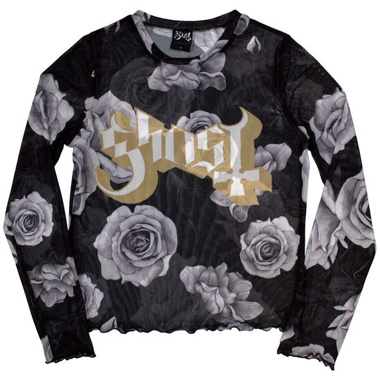 Cover for Ghost · Ghost Ladies Crop Top: Logo &amp; Roses (Mesh) (XX-Small) (CLOTHES) [size XXS] (2024)