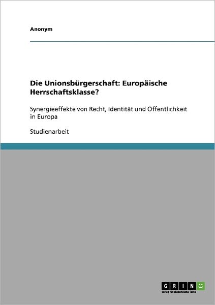 Cover for Cho · Die Unionsbürgerschaft: Europäische (Book)