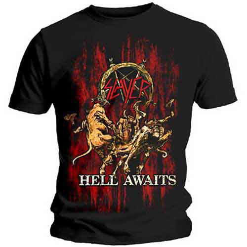 Slayer Unisex T-Shirt: Hell Awaits - Slayer - Fanituote - Global - Apparel - 5055979996767 - maanantai 16. joulukuuta 2019