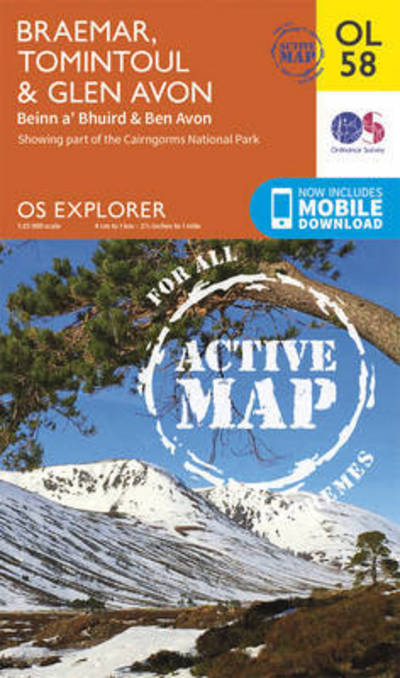 Cover for Ordnance Survey · Braemar, Tomintoul &amp; Glen Avon, Beinn a' Bhuird &amp; Ben Avon - OS Explorer Map Active (Map) [May 2015 edition] (2015)