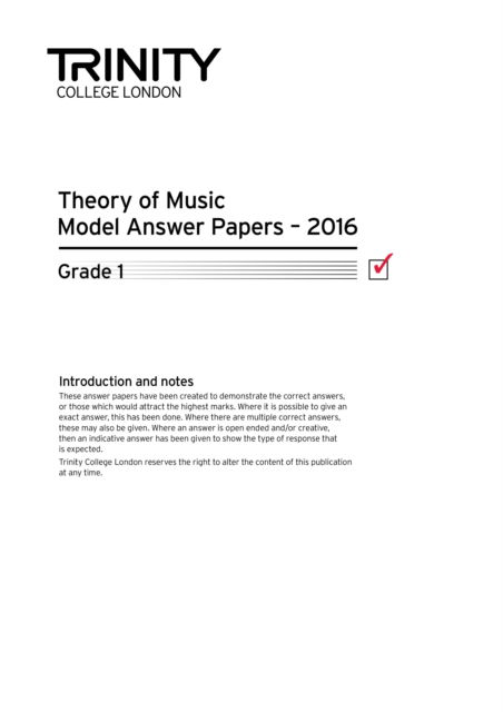 Cover for Aa.vv. · Trinity College London Theory Model Answers Paper (2016) Grade 1 (Paperback Book) (2017)