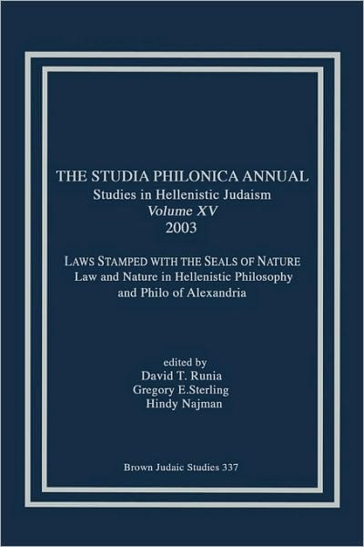 Cover for David T Runia · The Studia Philonica Annual Xv, 2003 (Paperback Book) (2003)
