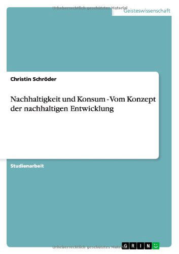 Cover for Schröder · Nachhaltigkeit und Konsum - Vo (Book) [German edition] (2014)