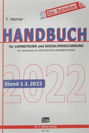 Cover for Thomas Werner · Handbuch für Lohnstuer und Sozialversicherung 2022 (Paperback Book) (2022)