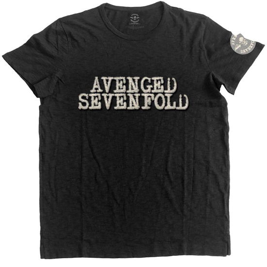 Cover for Avenged Sevenfold · Avenged Sevenfold Unisex T-Shirt: Logo &amp; Death Bat (Applique) (T-shirt)