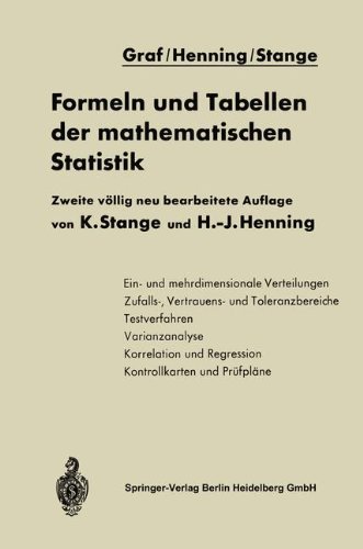 Formeln Und Tabellen Der Mathematischen Statistik - Na Graf - Livres - Springer-Verlag Berlin and Heidelberg Gm - 9783642493768 - 1966