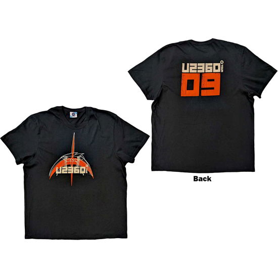 Cover for U2 · U2 Unisex T-Shirt: 360 Degree Tour 2009 Orange Logo (Black) (Back Print &amp; Ex-Tour) (T-shirt) [size S] (2023)