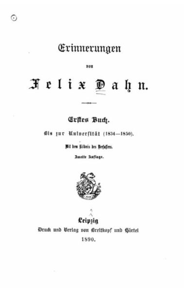 Cover for Felix Dahn · Erinnerungen (Paperback Book) (2015)