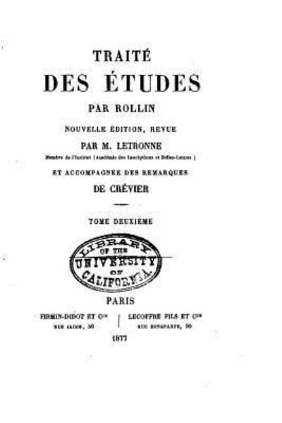 Cover for Rollin · Traite Des Etudes (Paperback Book) (2016)