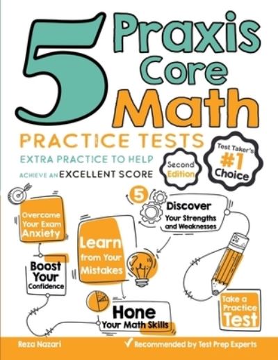 Cover for Reza Nazari · 5 Praxis Core Math Practice Tests (Paperback Book) (2020)