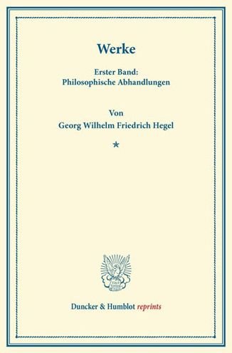 Cover for Hegel · Werke; 1.Bd. (Book) (2013)
