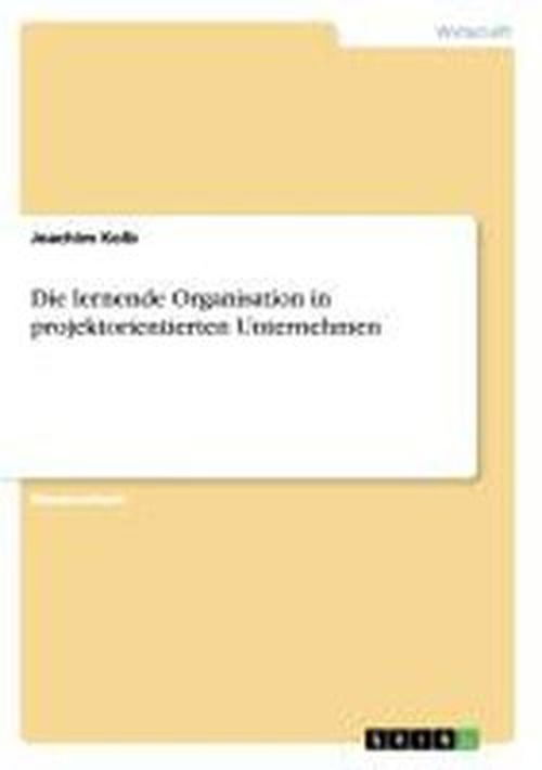 Die lernende Organisation in proje - Kolb - Books - Grin Publishing - 9783638693769 - July 30, 2007