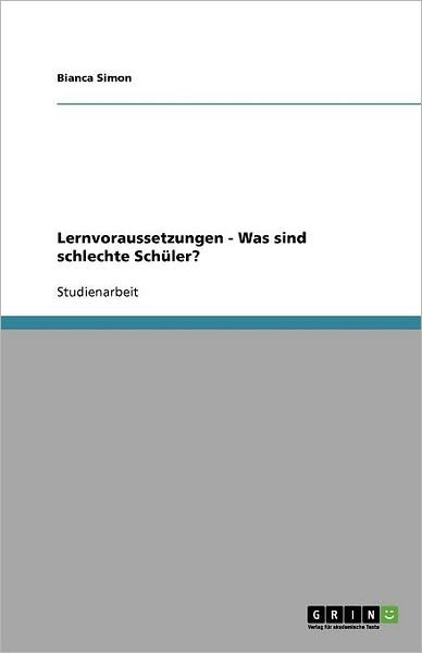 Cover for Simon · Lernvoraussetzungen - Was sind sc (Book) [German edition] (2013)