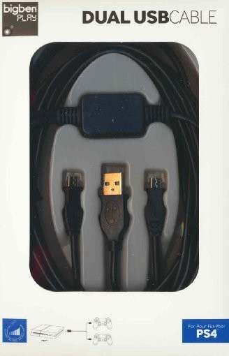 PS4 - Y-Ladekabel (USB / Micro USB) 3m [black] - Nacon - Spel - Big Ben - 3499550320770 - 4 december 2013