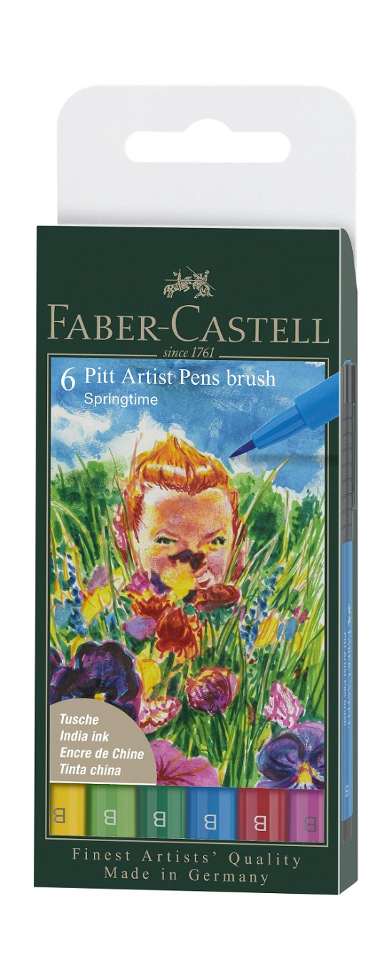 Cover for Faber · Faber-castell - India Ink Pitt Artist Pen B Spring (6 Pcs) (167177) (Legetøj)