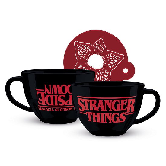 Stranger Things The World Is Turning Upside Down Cappuccino Mug And Stencil - Stranger Things - Koopwaar - STRANGER THINGS - 5050574257770 - 