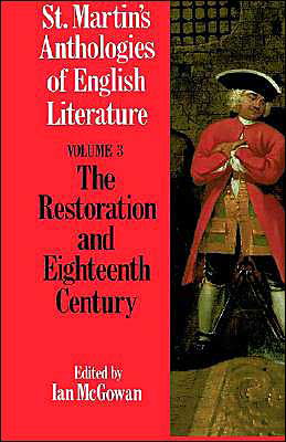 Cover for Palgrave Macmillan Ltd · St. Martin's Anthologies of English Literature: Volume 3, Restoration and Eighteenth Century (1160-1798) - Anthologies of English Literature (Hardcover Book) [1990 edition] (1990)